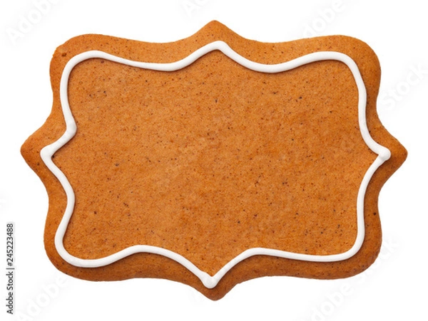 Fototapeta Gingerbread Label Cookie Isolated on White Background