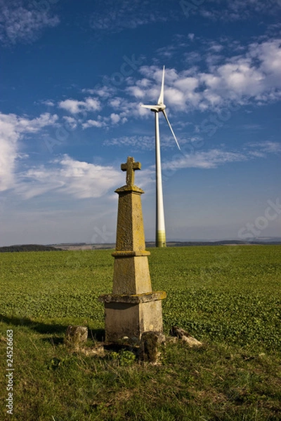 Obraz Wegekreuz mit Windrad