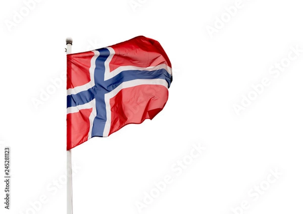 Obraz Norway flag waving on a white background.