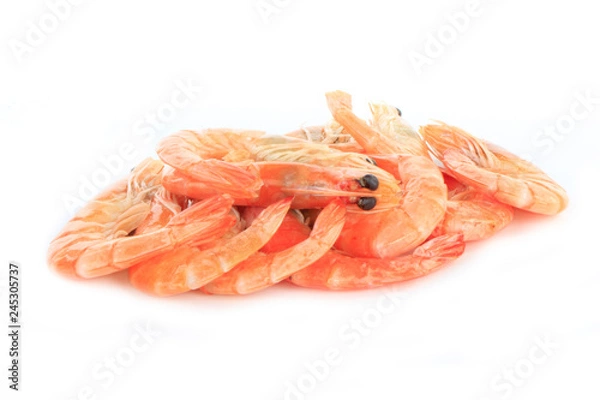 Fototapeta heap of cooked prawns isolated on white background