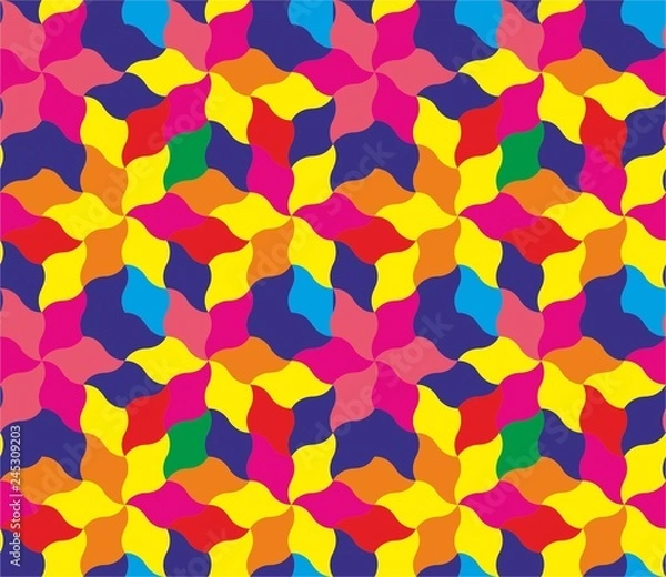 Fototapeta Geometric seamless pattern from smooth lines, Three-dimensional Pattern, bright vector abstract background. Infinitely repeating stylish modern texture consisting of smooth lines with ornamental textu