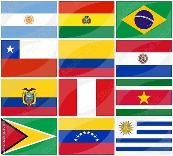 Obraz drapeaux amérique du sud south america flags