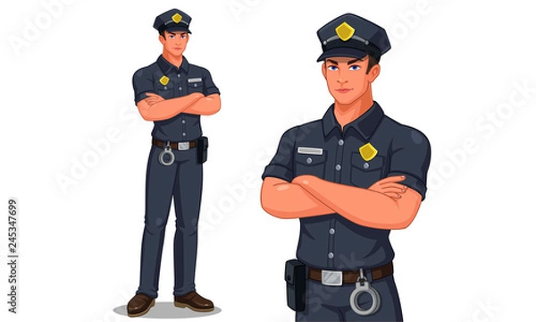 Obraz Police officer in standing pose vector illustration