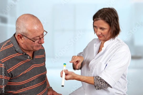 Obraz explanation of a nurse how a patiënt has to use an insulin pen