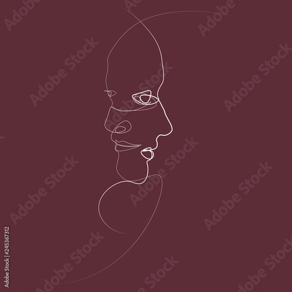 Fototapeta Abstract face one line