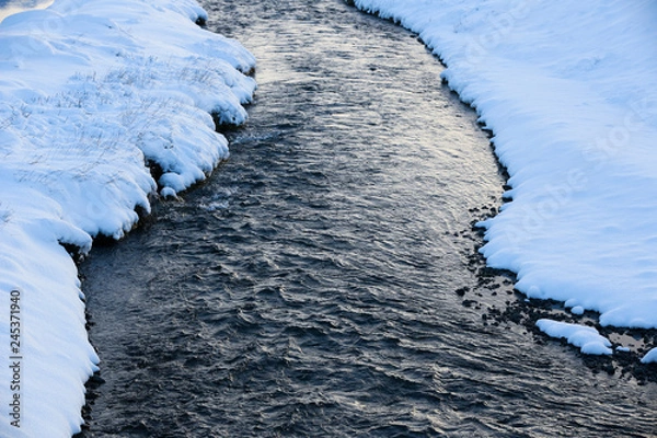 Fototapeta River and snow