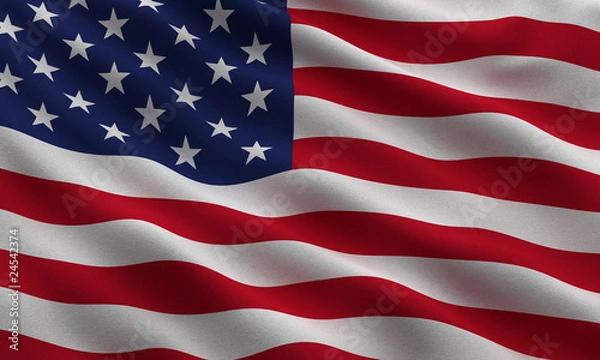 Fototapeta Flag of the USA with highly detailed fabric texture