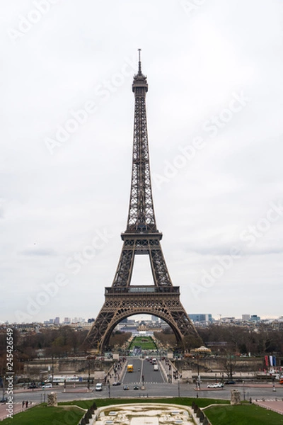 Fototapeta View at Eiffel Tower in Winter, Paris, France