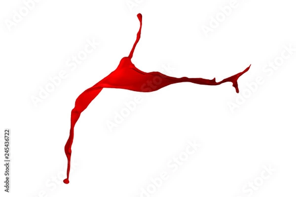 Fototapeta Red paint splash isolated on white background.