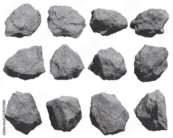 Fototapeta Rocks set isolated on white background.