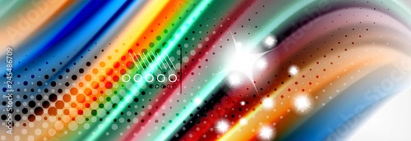 Fototapeta Smooth liquid blur wave background, color flow concept, illustration