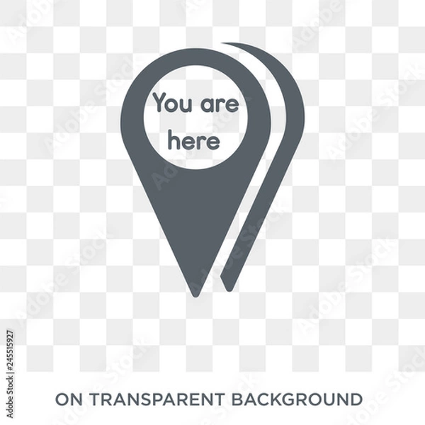 Fototapeta You are here icon. Trendy flat vector You are here icon on transparent background from Maps and Locations collection. High quality filled You are here symbol use for web and mobile