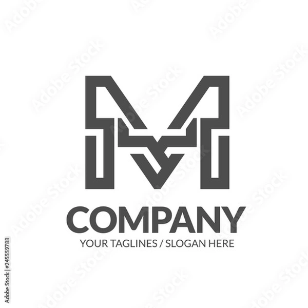 Obraz initial letter M geometric strong monogram logo vector illustration isolated on white background