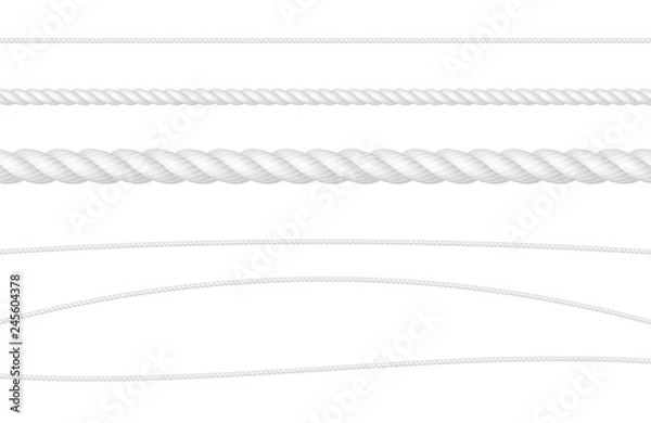 Obraz Ciąg linowy biały realistyczny wektor zestaw ilustracji