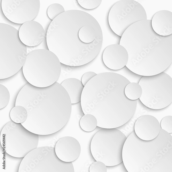 Fototapeta Paper circle stickers with shadows. Vector illustration.