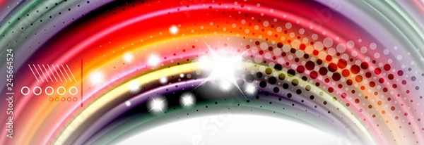 Fototapeta Smooth liquid blur wave background, color flow concept, illustration