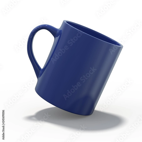 Obraz Blue mug Mockup standing on the surface. 3D