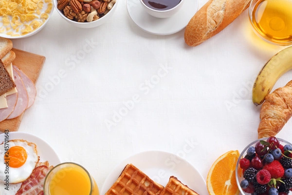 Fototapeta Healthy breakfast background