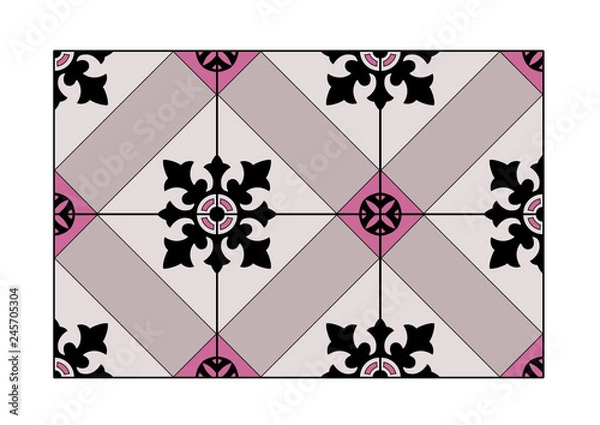 Fototapeta Tile with gray and pink patterns