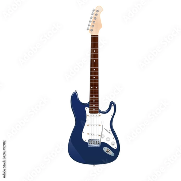 Obraz electric blue guitar with white pickguard on white background
