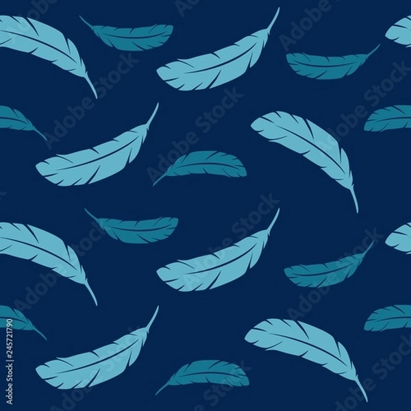 Fototapeta  Feathers of birds. Seamless vector pattern.