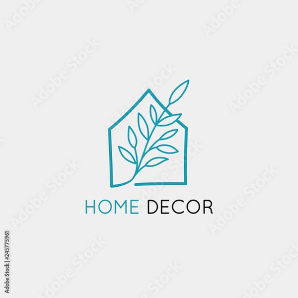 Fototapeta Vector logo design template in simple linear style - home decor store