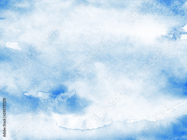 Obraz Abstract blue watercolor background with texture aquarelle paint and paper. Empty surface of square format with grunge effect for your text or collage.