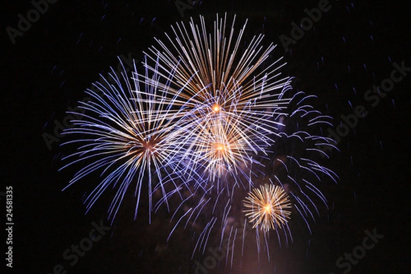 Obraz Blue fireworks at night