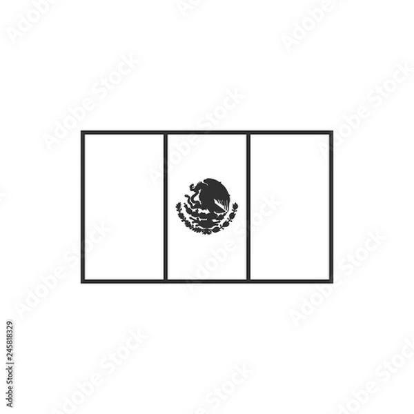Obraz Mexico flag icon in black outline flat design. Independence day or National day holiday concept.
