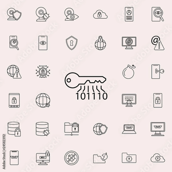 Fototapeta electronic key icon. Virus Antivirus icons universal set for web and mobile