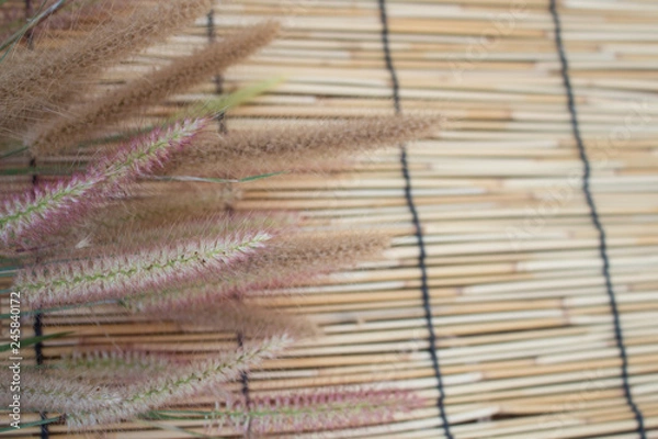 Fototapeta threads on a wooden table