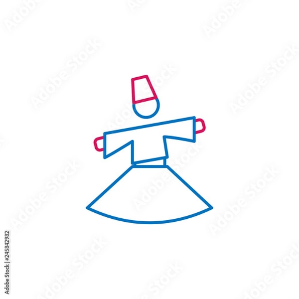Fototapeta Islam, sufi mystic 2 colored line icon. Simple blue and red element illustration. Islam, sufi mystic concept outline symbol design from Islam set