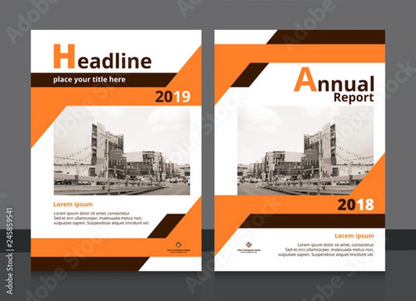 Fototapeta Cover design and annual report cover template A4 size for brochure design, magazine, poster, flyer etc. Vector illustration EPS-10 sample image with Gradient Mesh.