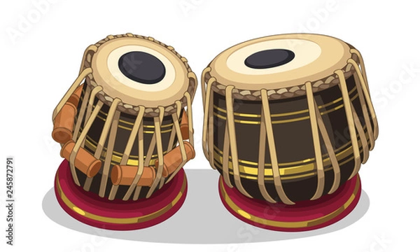 Obraz Indian musical instrument tabla vector illustration