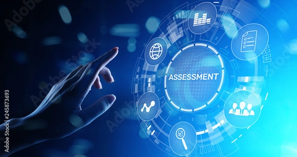 Fototapeta Assessment analysis Business analytics evaluation measure technology concept.