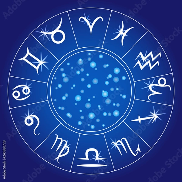 Obraz Zodiac signs. Zodiacal circle. Astrological calendar. Vector.