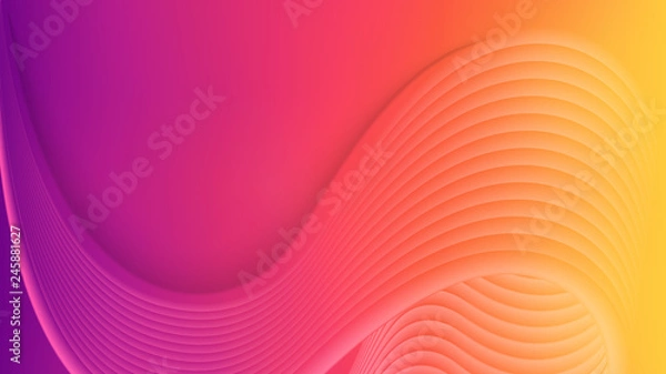 Fototapeta Horizontal vertical abstract color background with wavy blurred shapes. Wallpaper template is vibrant orange to purple gradient. Vector illustration.