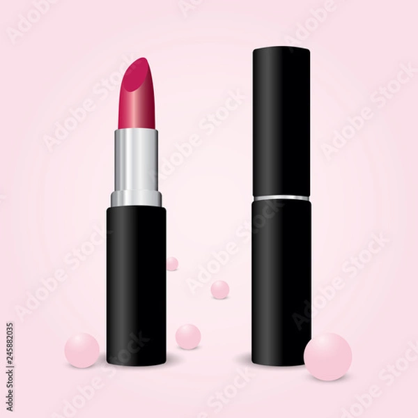 Obraz Red lipstick mockup, cosmetic package design in 3d illustration