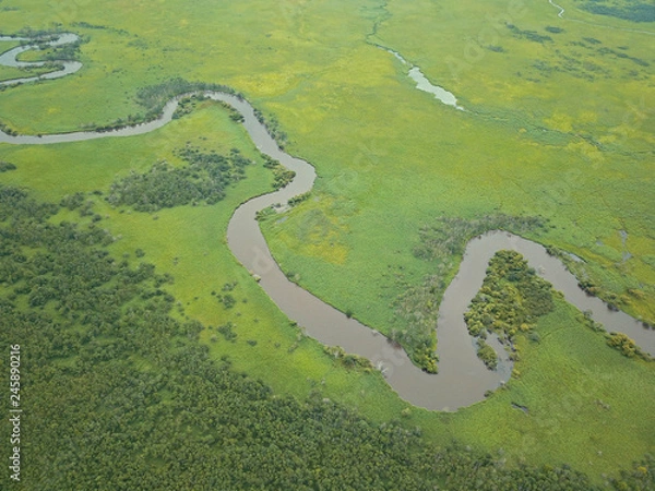 Fototapeta 釧路湿原の大自然空撮