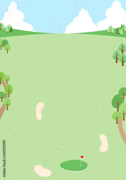 Obraz ゴルフ場　青空　背景イラスト