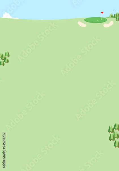 Obraz ゴルフ場　青空　背景イラスト