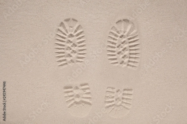 Obraz desert boot print on the sand with copy space for your text,