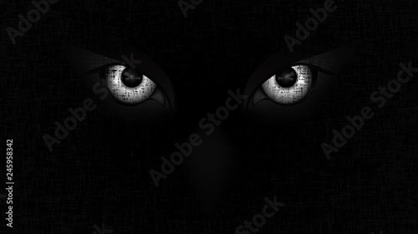 Fototapeta Halloween staring scary spooking evil Owl eyes on dark grunge background