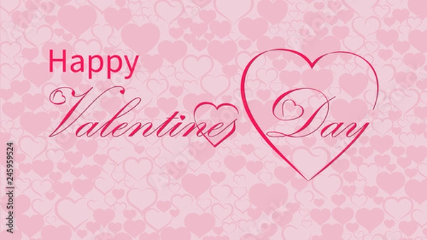 Obraz Valentine’s Day calligraphy design background with hearts, vector text 