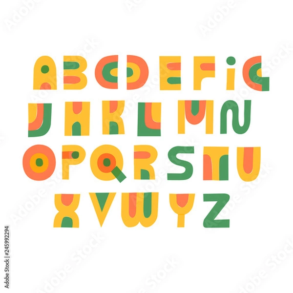 Fototapeta Cute hand drawn alphabet made in vector. Doodle letters for your design. Isolated characters. Handdrawn display font for DIY projects and kids design.