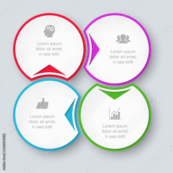 Fototapeta Vector infographic template for circular diagram, graph, presentation, chart, business concept with 4 options.