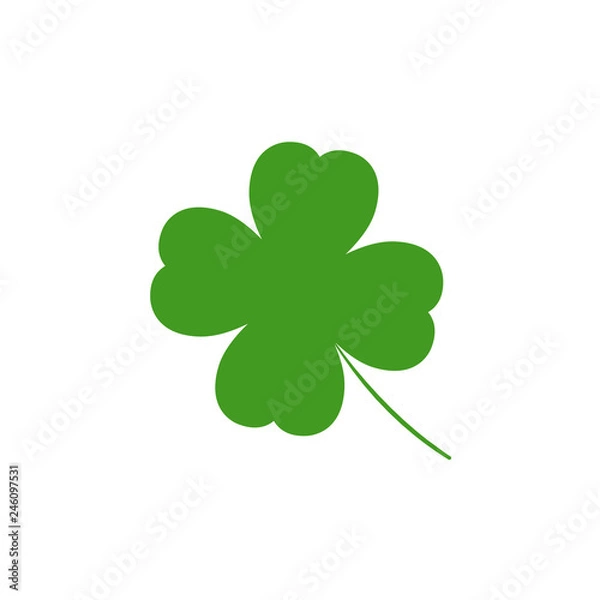 Fototapeta Clover icon, Patricks Day symbol, graphic design template, four leaf, vector illustration