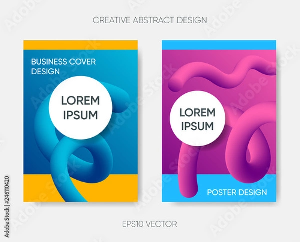 Fototapeta Vector abstract cover design gradient fluid liquid shapes