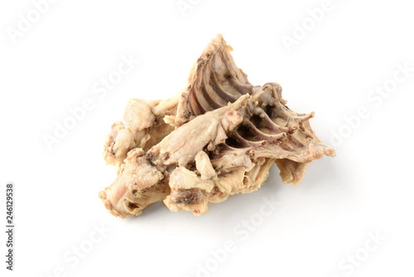 Fototapeta Boiled chicken bones isolated on white background. 