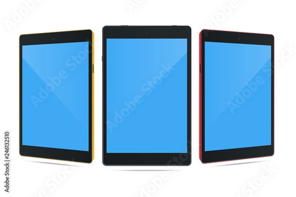 Fototapeta Three tablet mockup with blank screen.